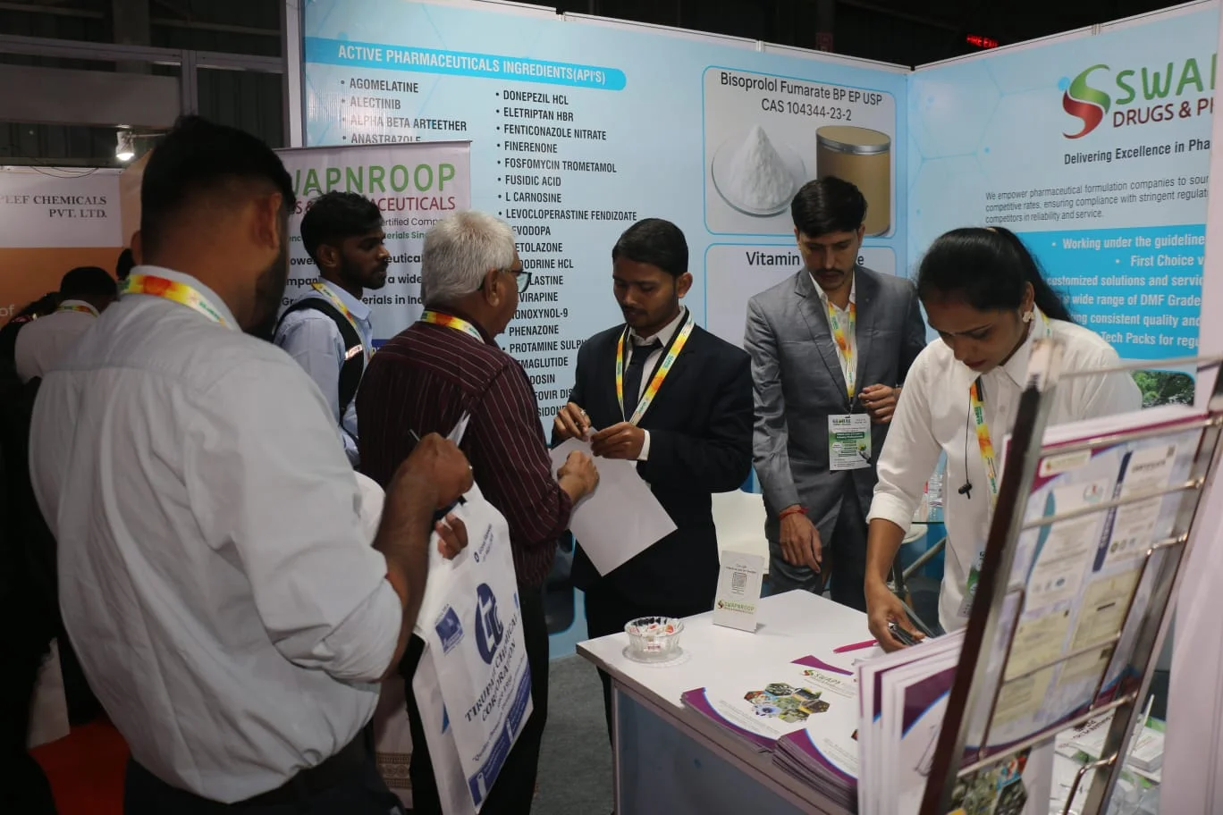 Team members at an international pharma expo