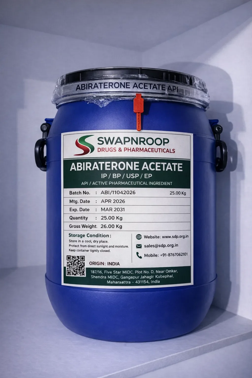 Abiraterone Acetate API Manufacturer and Bulk Supplier in Maharashtra, India – Swapnroop Pharma
