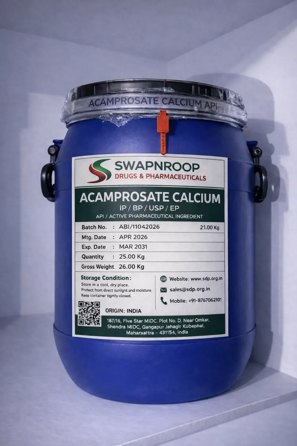 Acamprosate Calcium API Manufacturer and Bulk Supplier in Maharashtra, India – Swapnroop Pharma