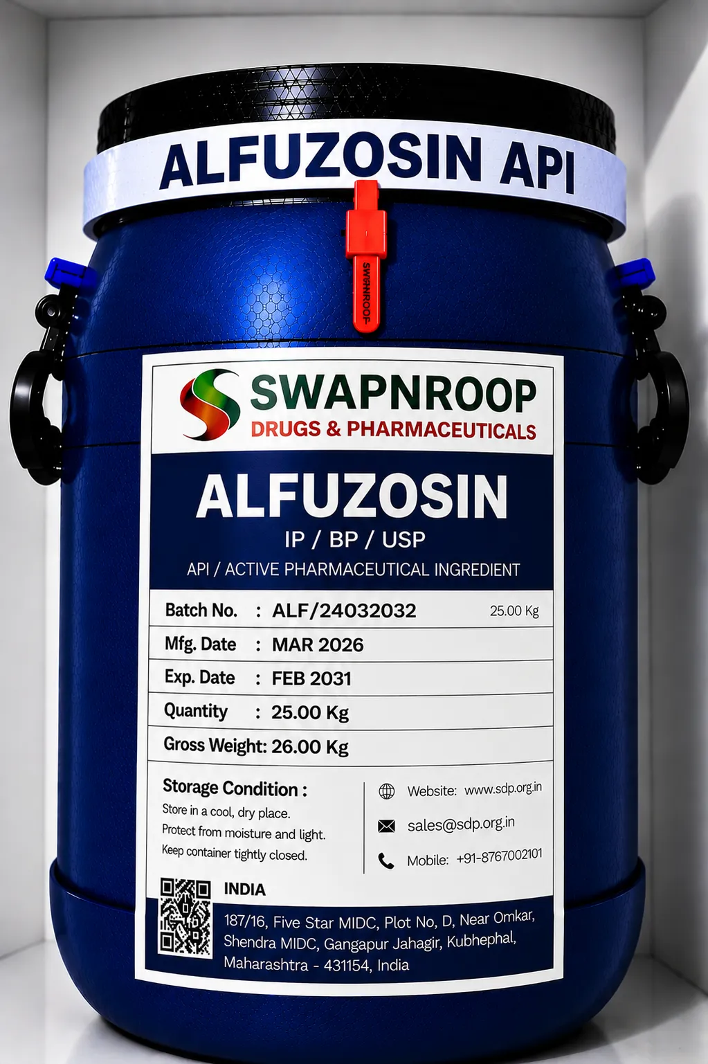 Alfuzosin HCl API Manufacturer Maharashtra India