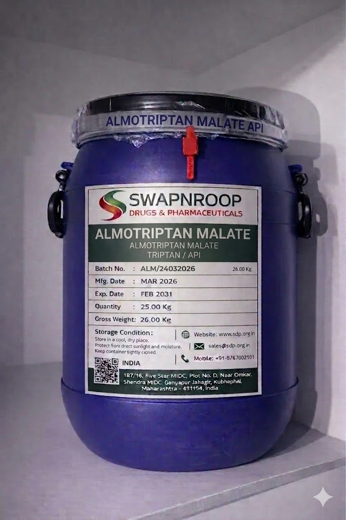 Almotriptan Malate API Manufacturer and Bulk Supplier in Maharashtra, India – Swapnroop Pharma