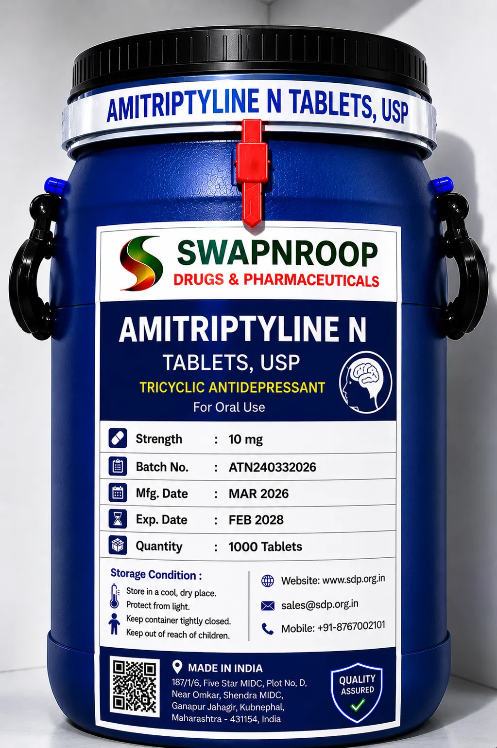 Amitriptyline N-Oxide API Manufacturer and Bulk Supplier in Maharashtra, India – Swapnroop Pharma
