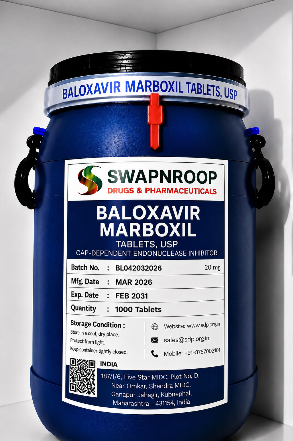 Baloxavir Marboxil API Manufacturer and Bulk Supplier in Maharashtra, India – Swapnroop Pharma