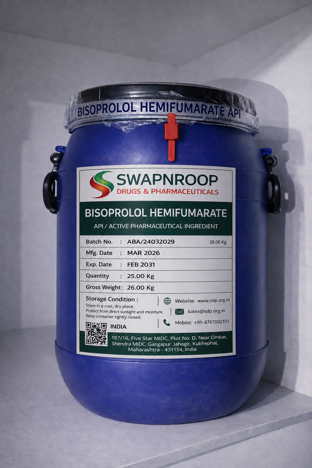 Bisoprolol Hemifumarate API Manufacturer and Bulk Supplier in Maharashtra, India – Swapnroop Pharma