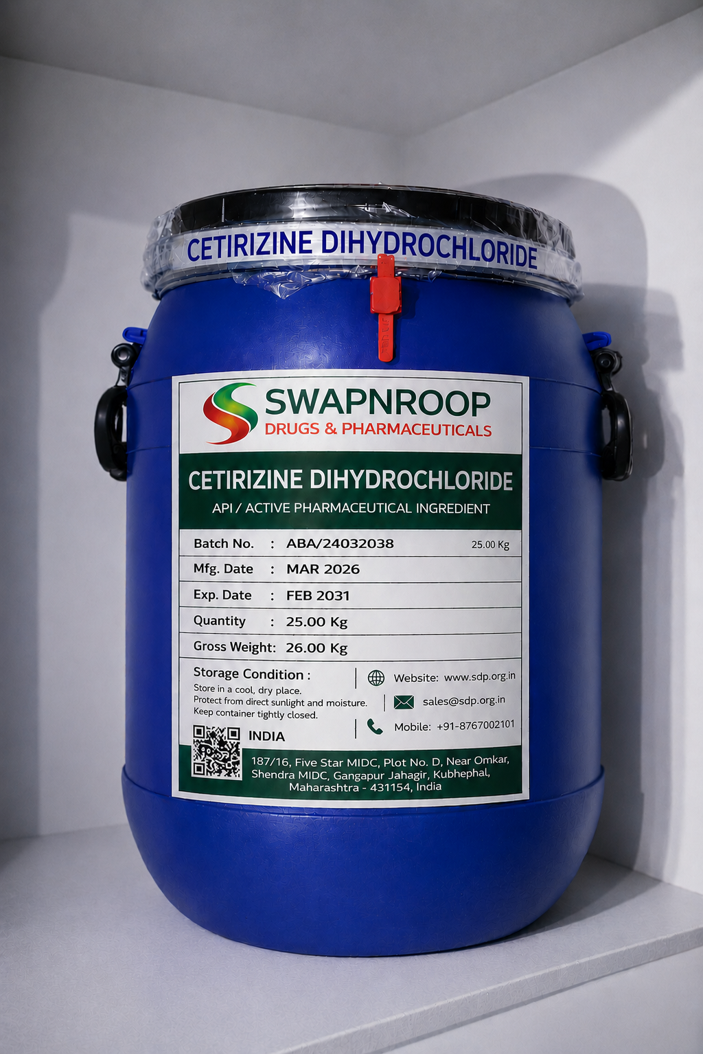 Cetirizine Dihydrochloride API Manufacturer and Bulk Supplier in Maharashtra, India – Swapnroop Pharma