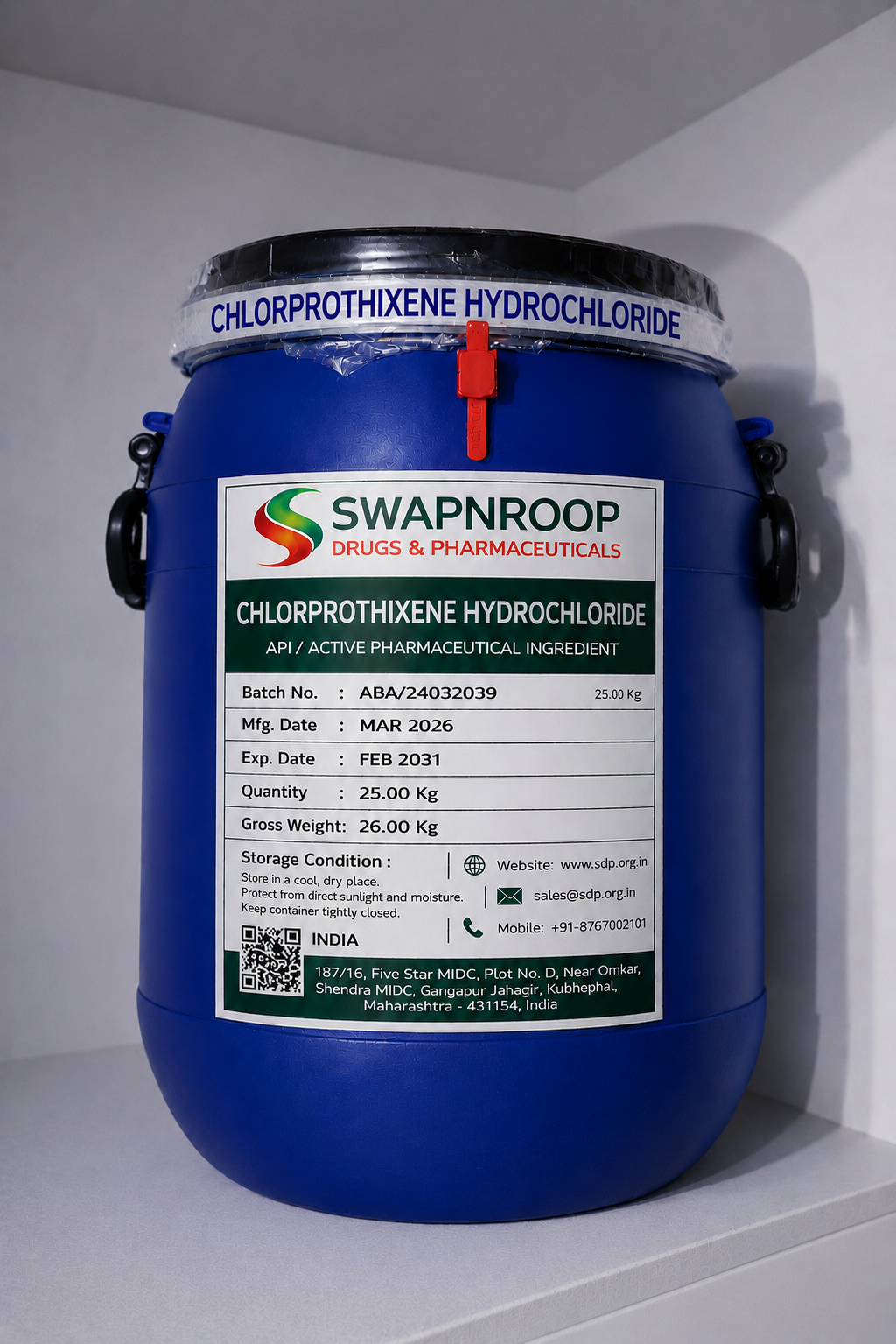 Chlorprothixene Hydrochloride API Manufacturer and Bulk Supplier in Maharashtra, India – Swapnroop Pharma