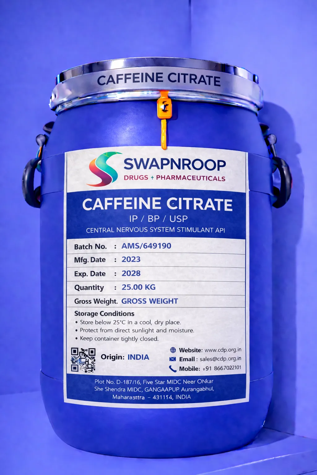 Caffeine Citrate API (IP/BP/EP/USP)
