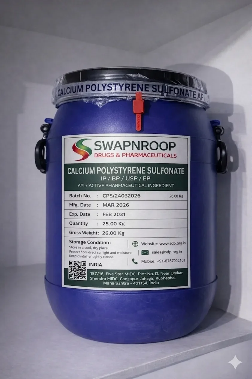 Calcium Polystyrene Sulfonate API (IP/BP/EP/USP)