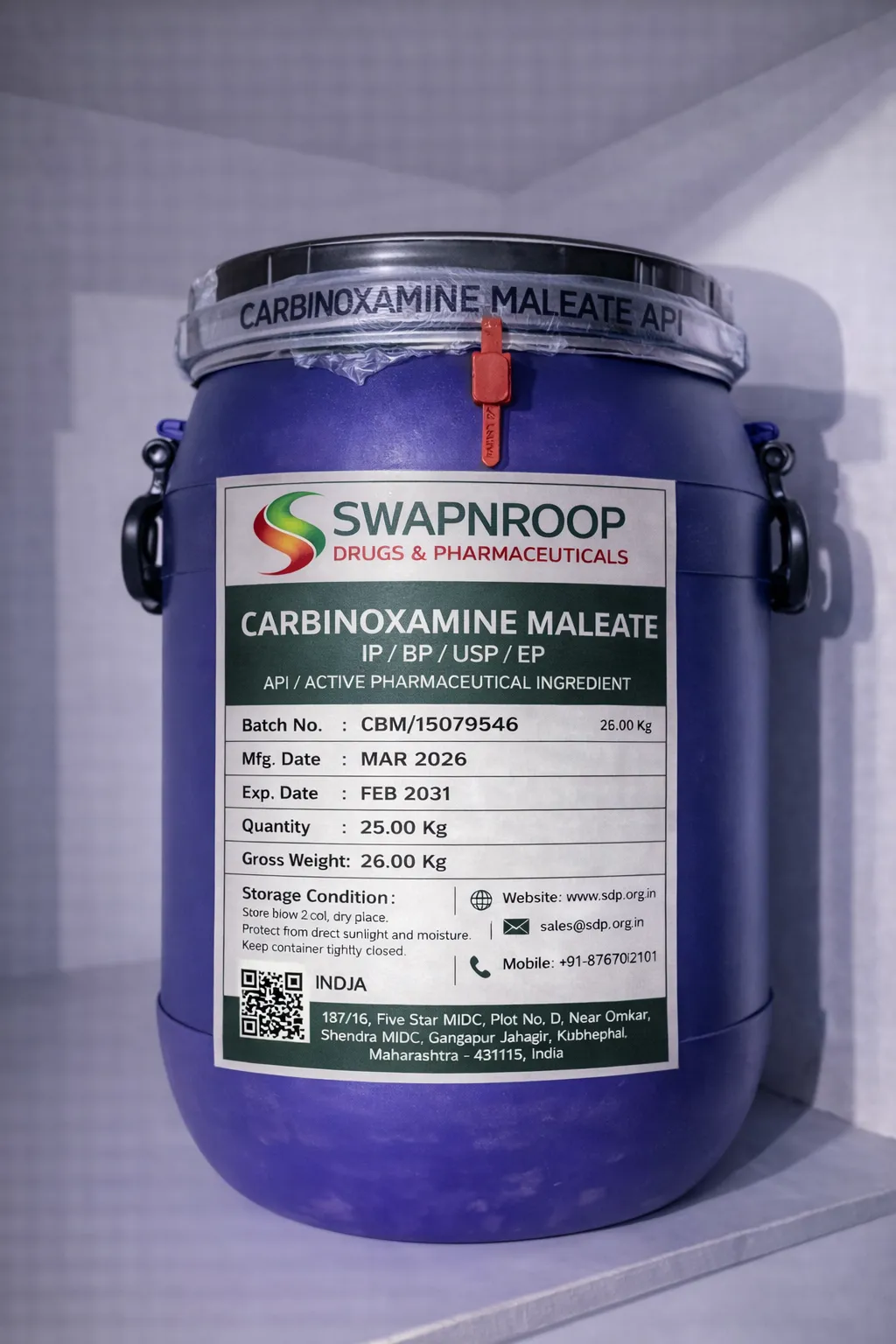 Carbinoxamine Maleate API (IP/BP/EP/USP)