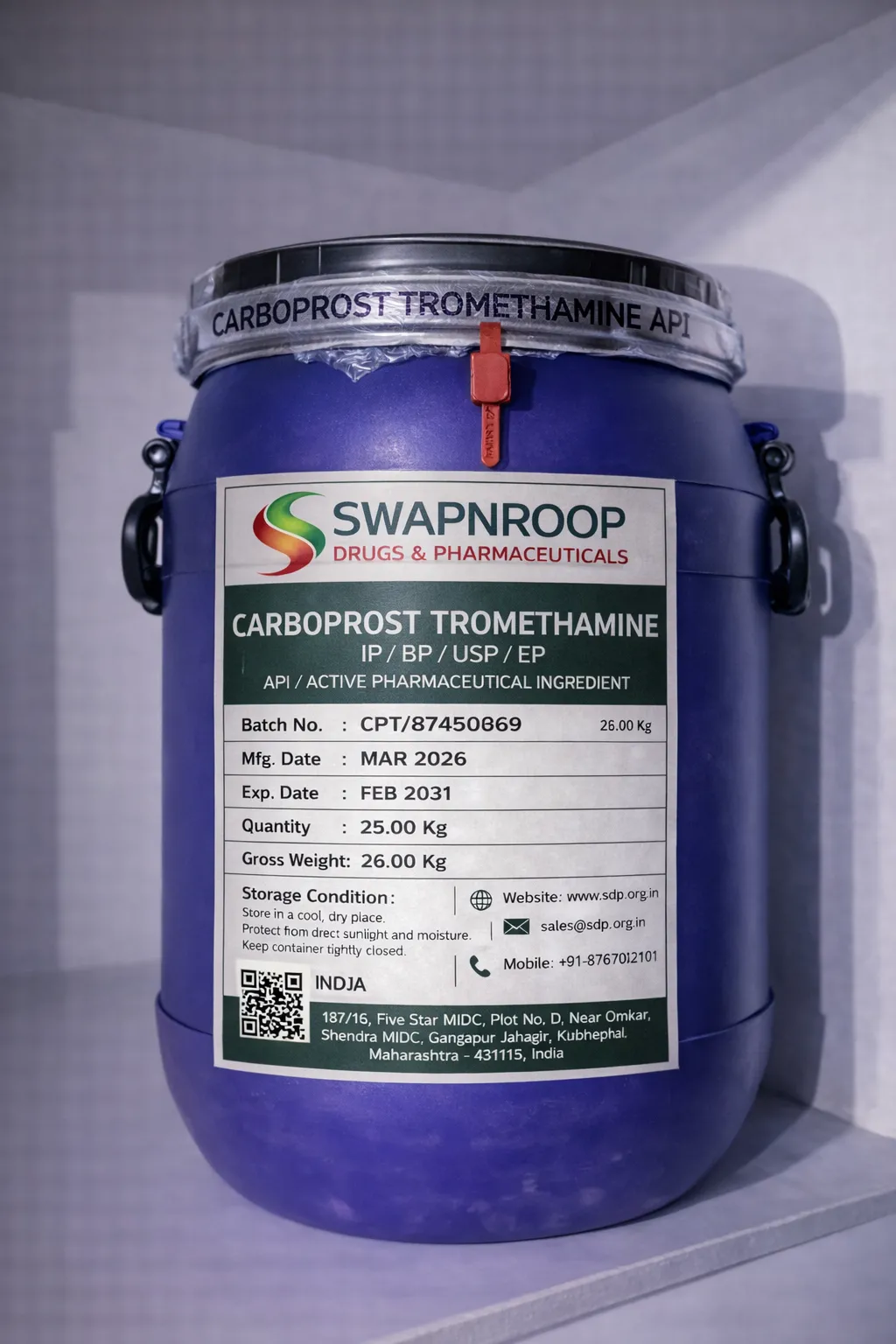 Carboprost Tromethamine API (IP/BP/EP/USP)