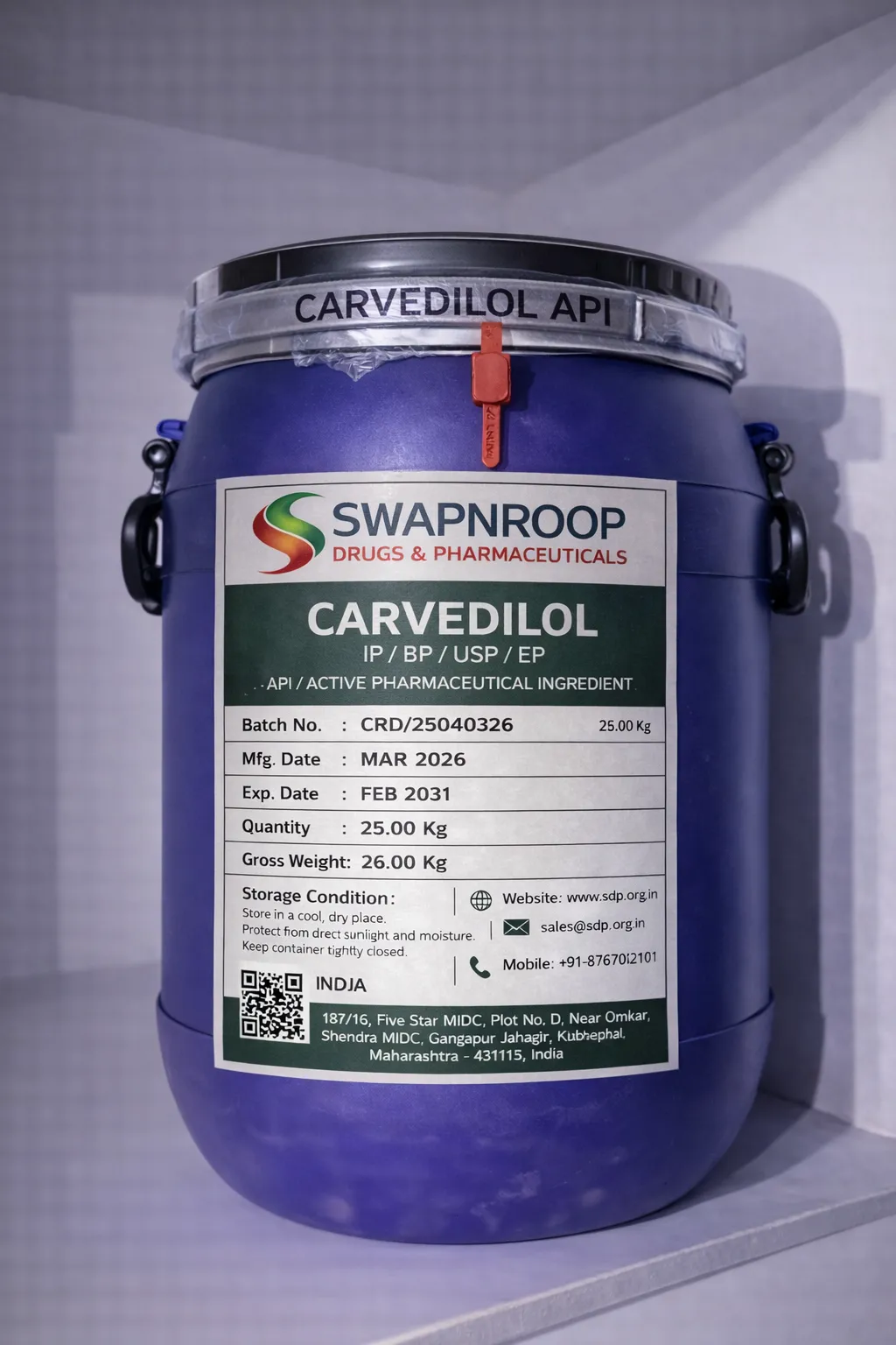 Carvedilol API (IP/BP/EP/USP)
