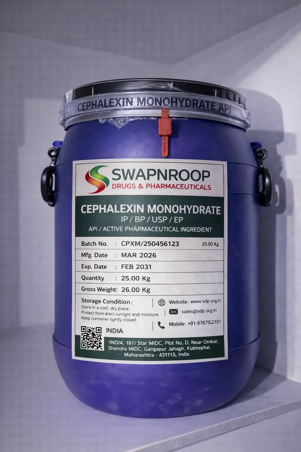 Cephalexin Monohydrate API (IP/BP/EP/USP)