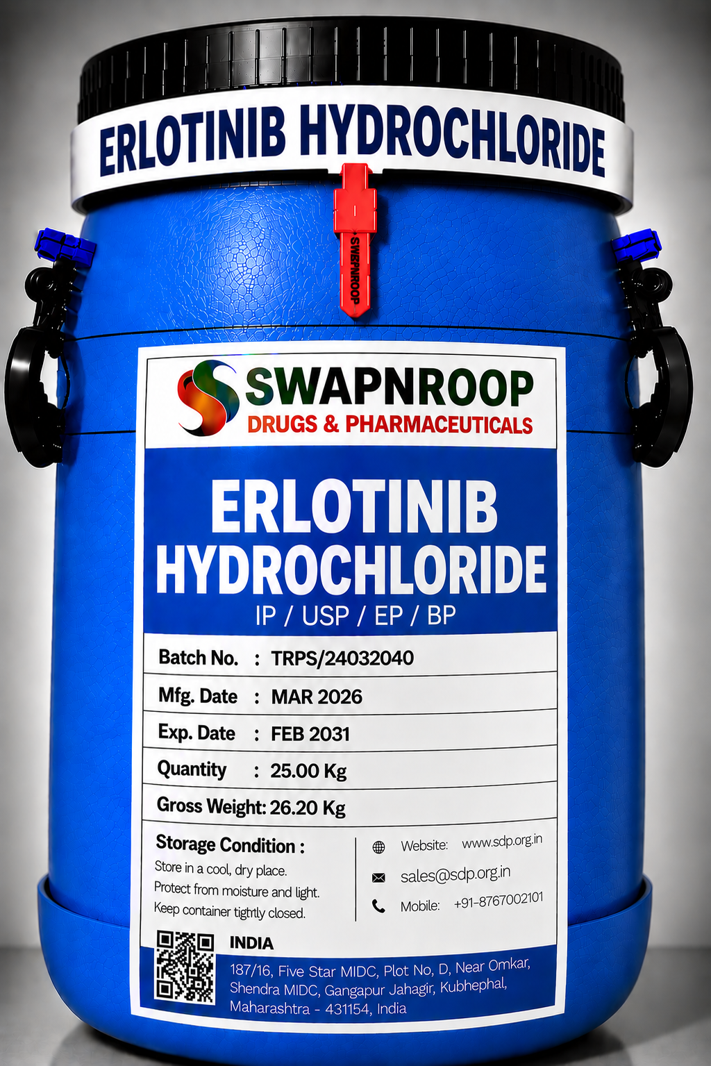 Erlotinib Hydrochloride API Manufacturer and Bulk Supplier in Maharashtra, India – Swapnroop Pharma