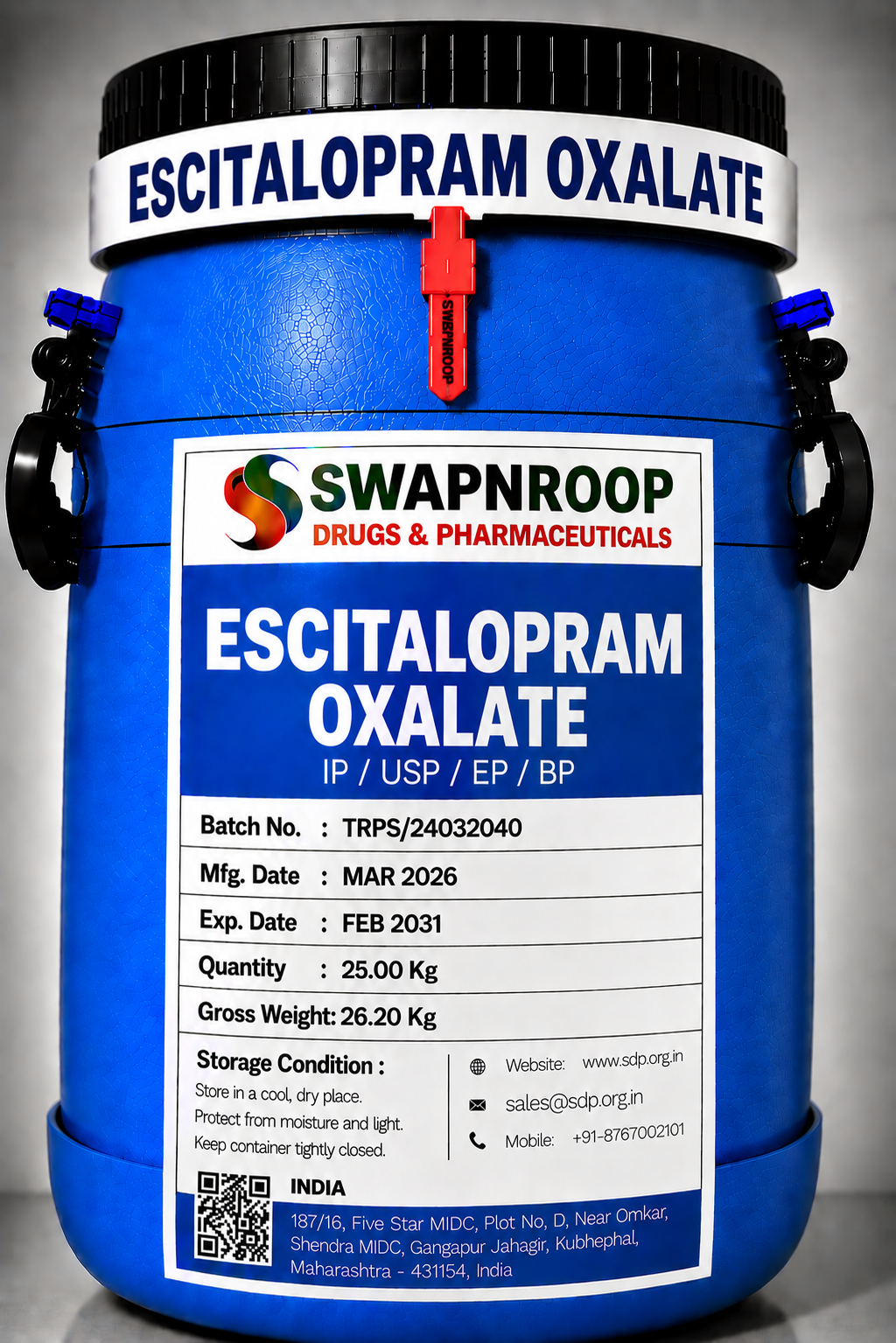 Escitalopram Oxalate API Manufacturer and Bulk Supplier in Maharashtra, India – Swapnroop Pharma