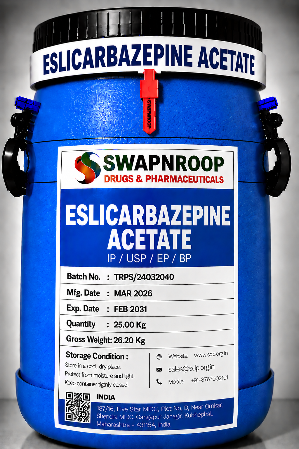 Eslicarbazepine Acetate API Manufacturer and Bulk Supplier in Maharashtra, India – Swapnroop Pharma
