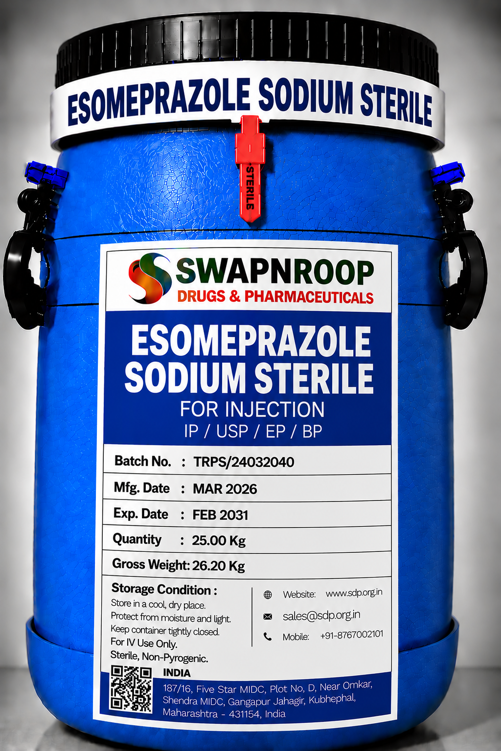 Esomeprazole Sodium Sterile API Manufacturer and Bulk Supplier in Maharashtra, India – Swapnroop Pharma