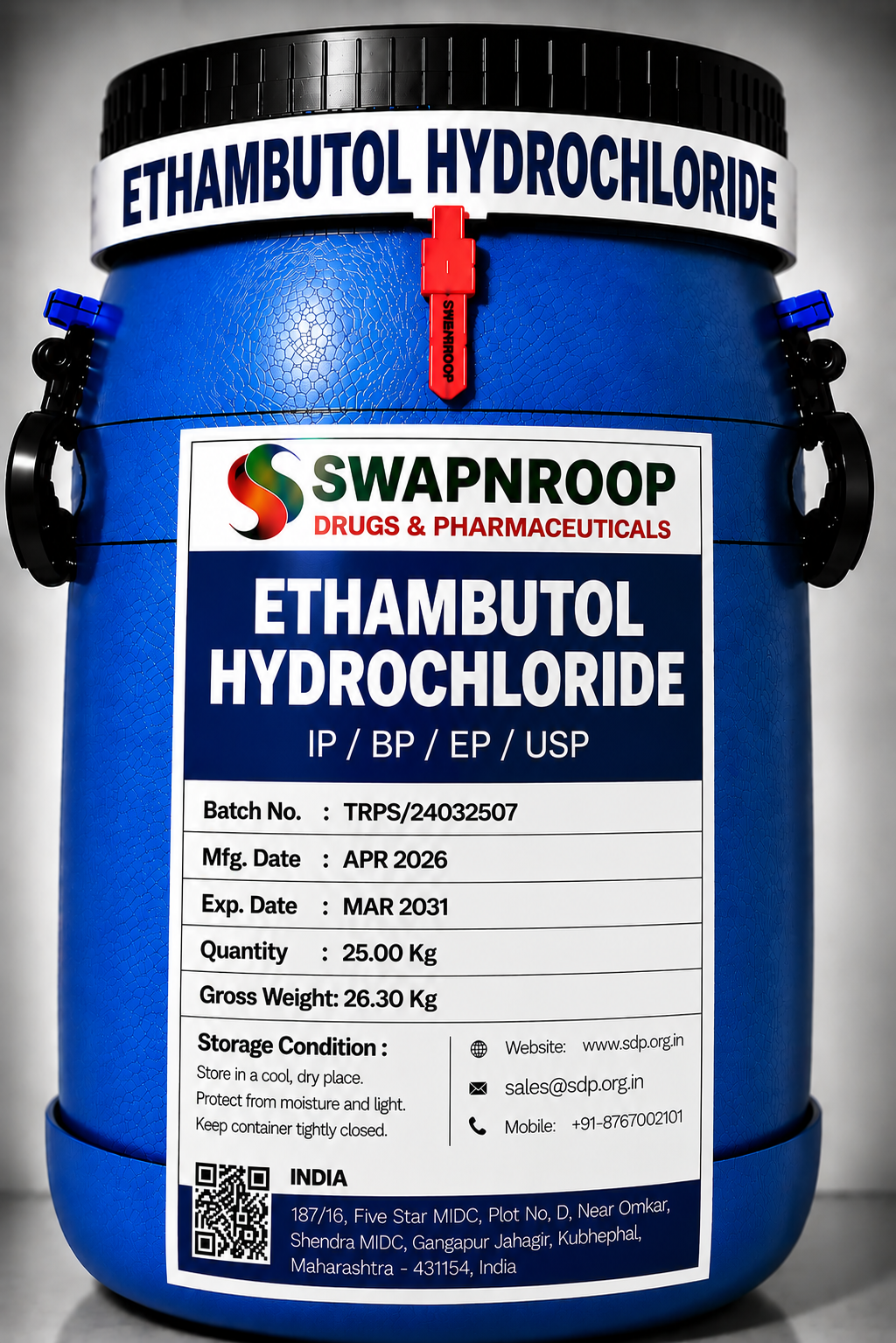 Ethambutol Hydrochloride API Manufacturer and Bulk Supplier in Maharashtra, India – Swapnroop Pharma
