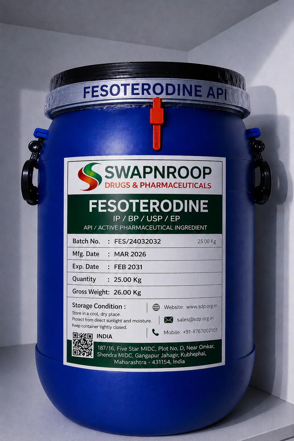 Fesoterodine API Manufacturer India