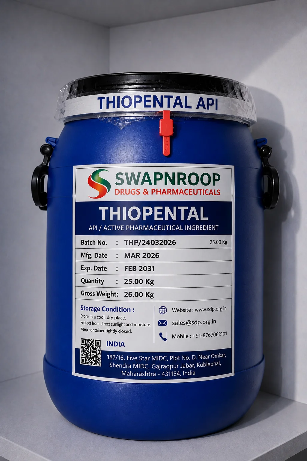 Thiopental API Manufacturer and Bulk Supplier in Maharashtra, India – Swapnroop Pharma