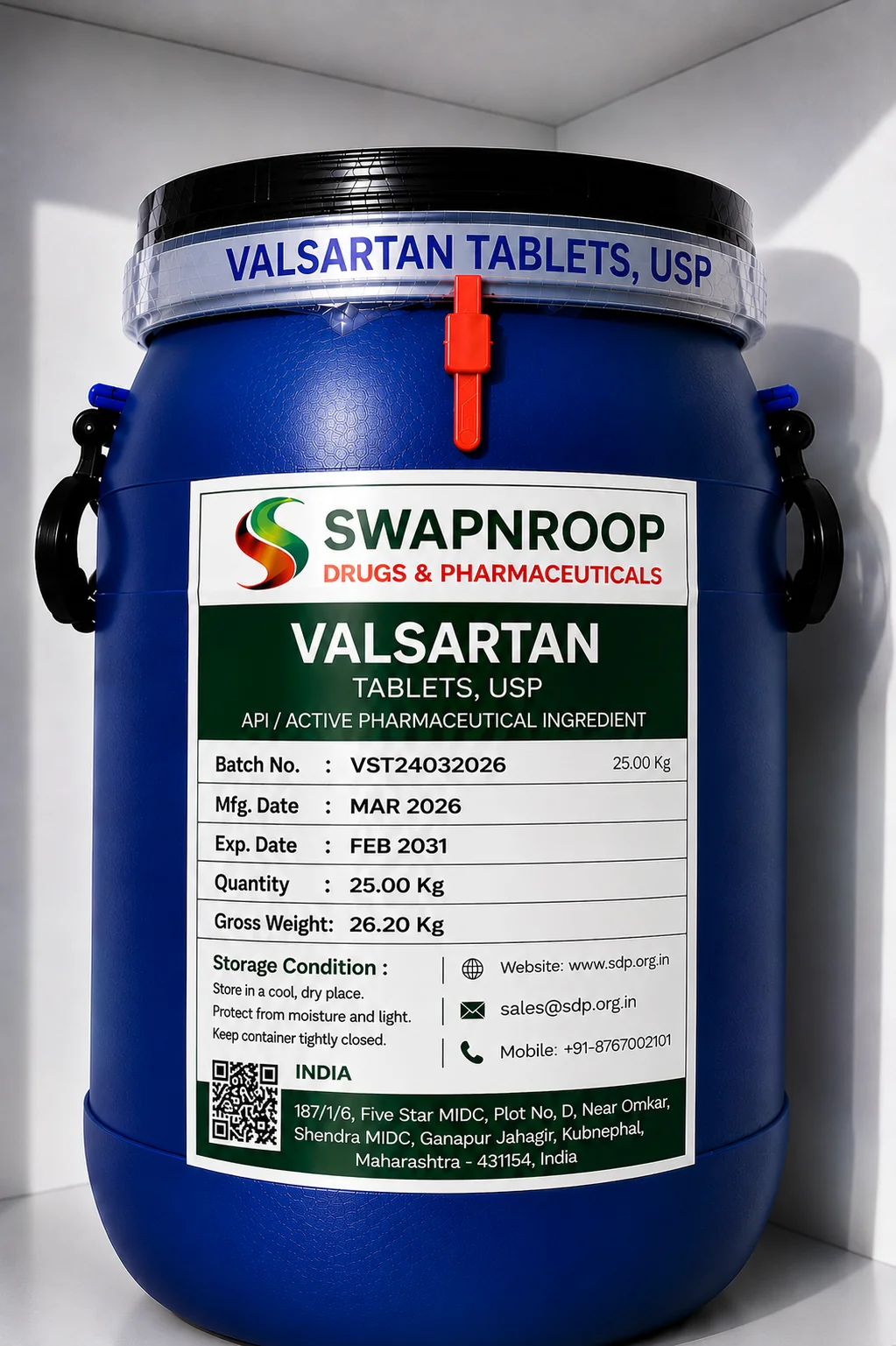 Valsartan API Manufacturer and Bulk Supplier in Maharashtra, India – Swapnroop Pharma