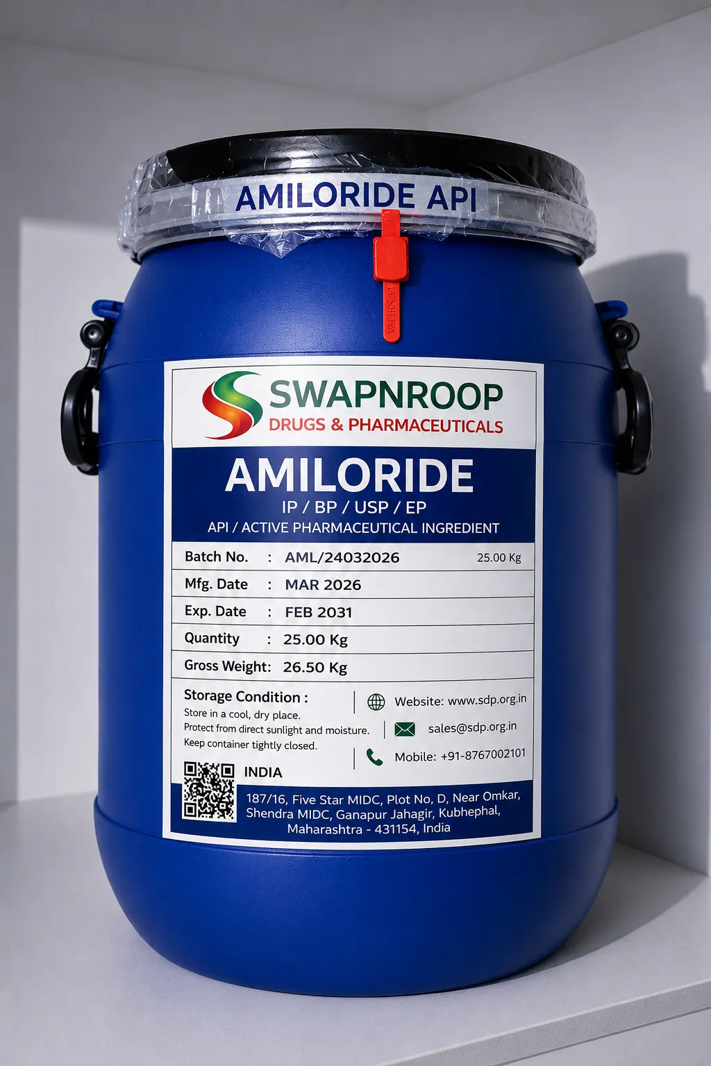Amiloride HCl API Manufacturer Maharashtra India