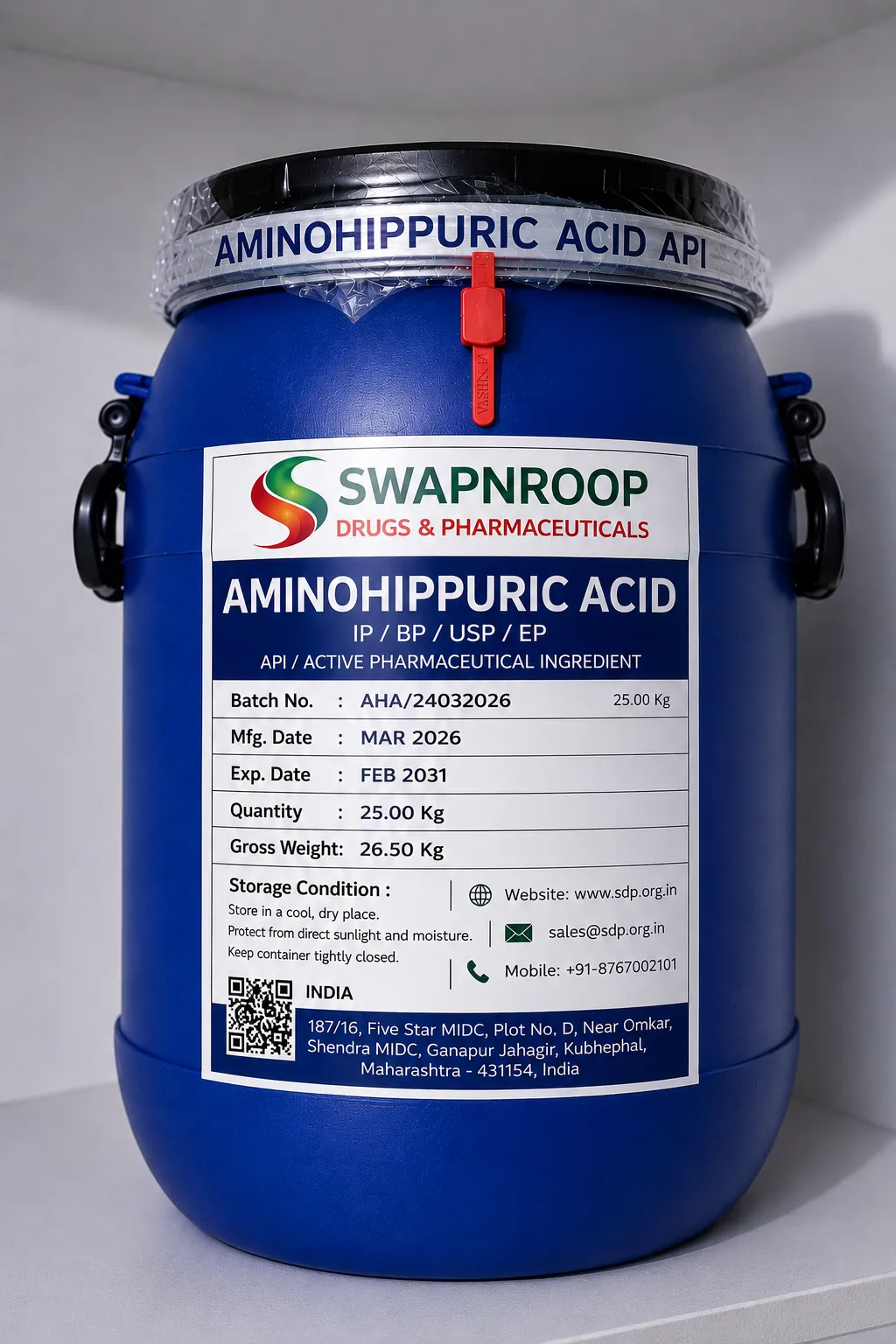 Para-Aminohippuric Acid API Manufacturer Maharashtra India