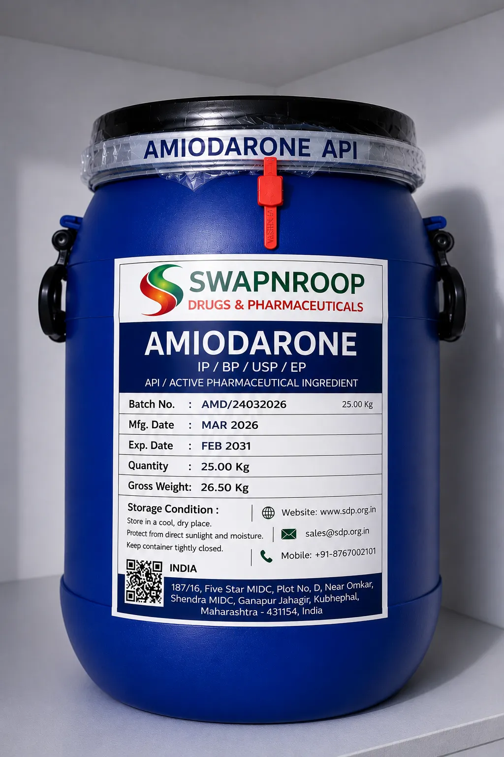 Amiodarone HCl API Manufacturer Maharashtra India