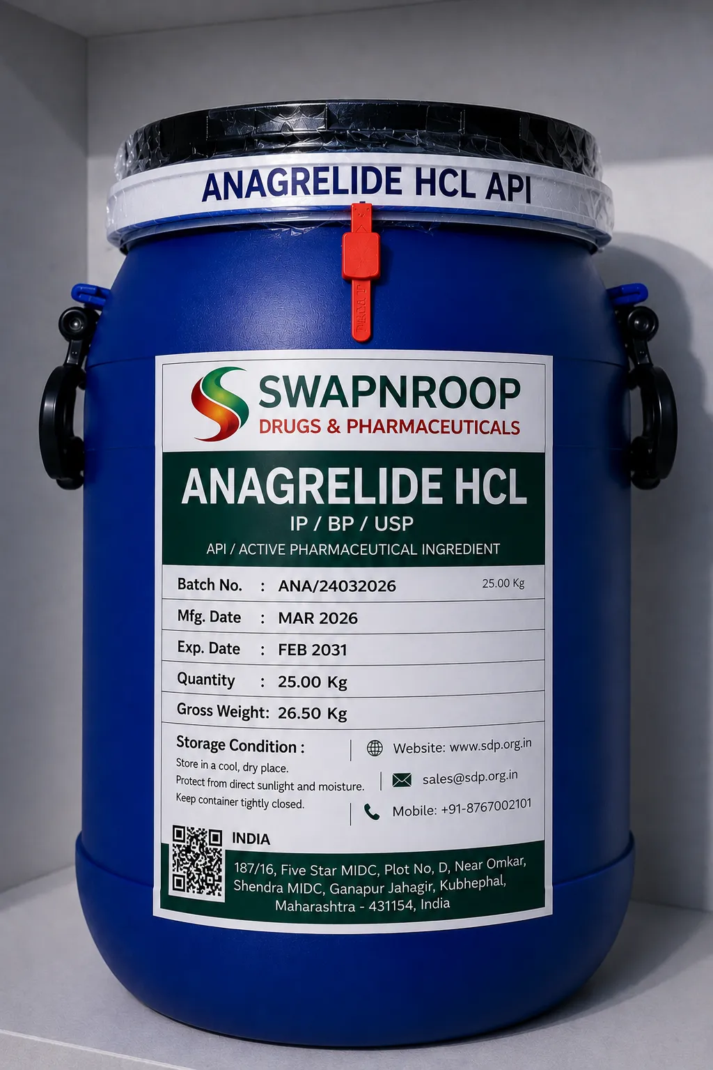 Anagrelide HCl API Manufacturer Maharashtra India
