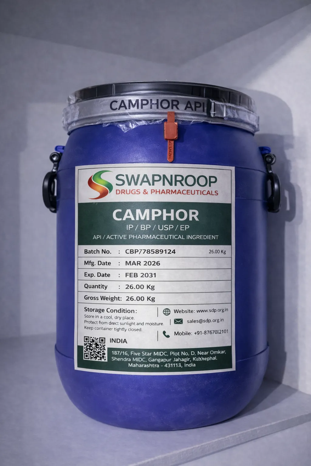 Camphor API (IP/BP/EP/USP)