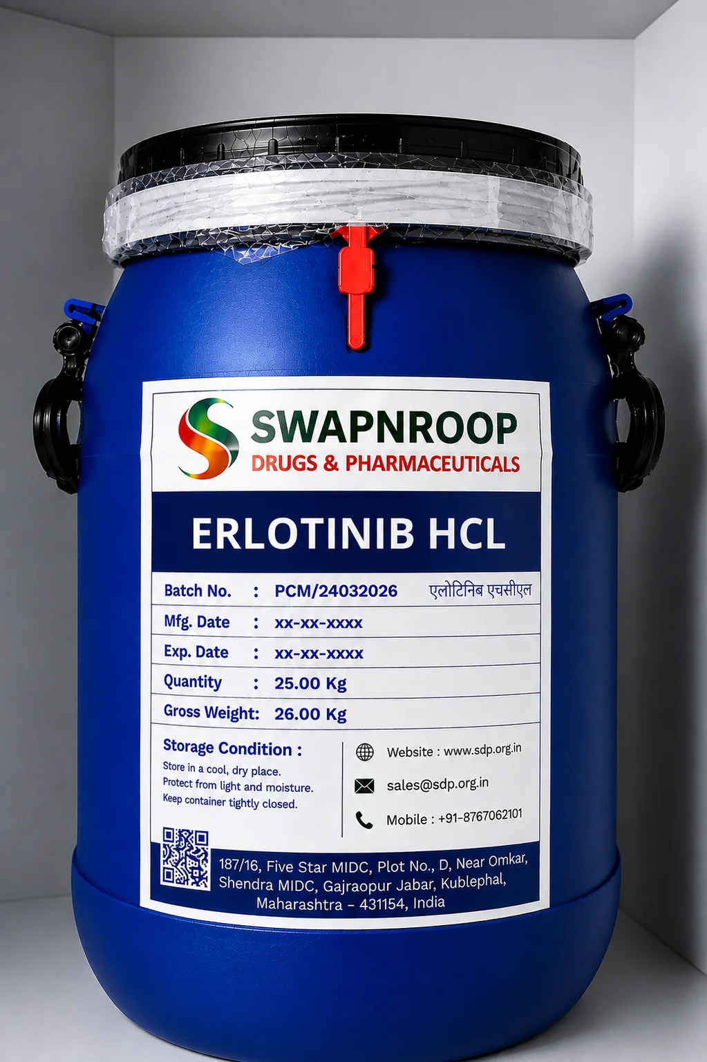 Erlotinib HCl API Manufacturer & Supplier in India